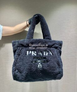 Replica Prada Terry Tote Bag 1BG130 Black 2