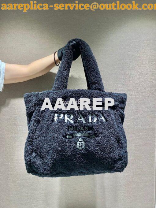 Replica Prada Terry Tote Bag 1BG130 Black 2