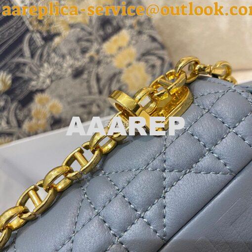 Replica Dior Medium Caro Bag Cloud Blue Supple Cannage Calfskin M9242U 5