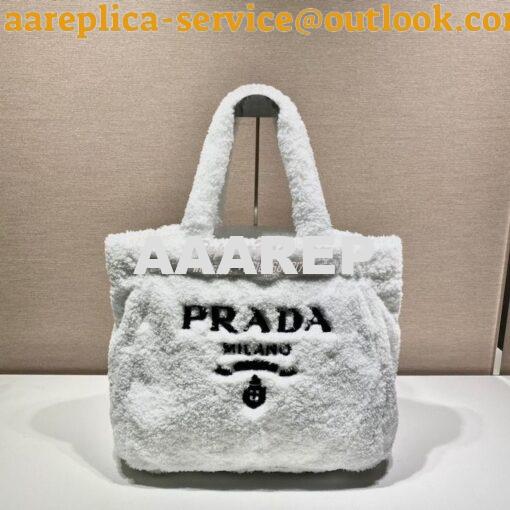 Replica Prada Terry Tote Bag 1BG130 White