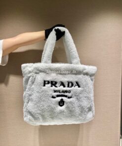 Replica Prada Terry Tote Bag 1BG130 White 2