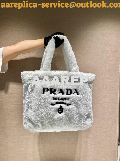 Replica Prada Terry Tote Bag 1BG130 White 2