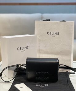 Replica Celine Teen Bag Cuir Triomphe In Shiny Calfskin 199233 Black 2