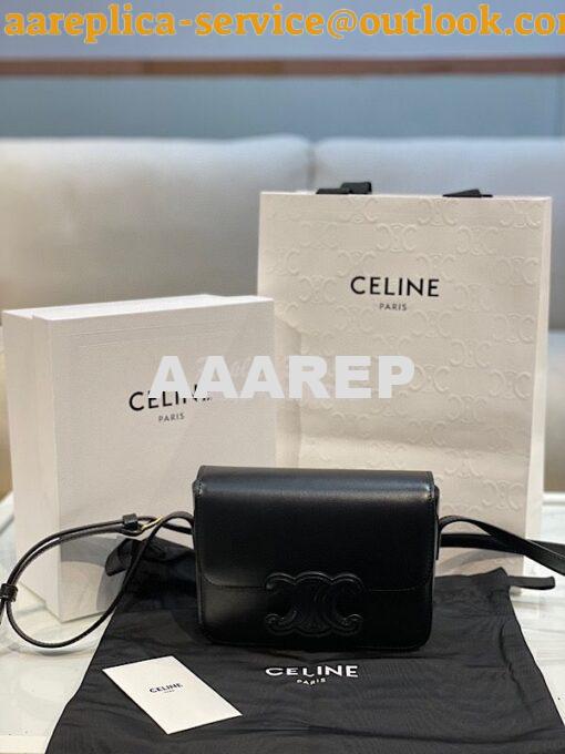 Replica Celine Teen Bag Cuir Triomphe In Shiny Calfskin 199233 Black 2