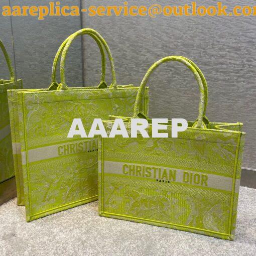 Replica Dior Book Tote bag in Lime Toile de Jouy Reverse Embroidery