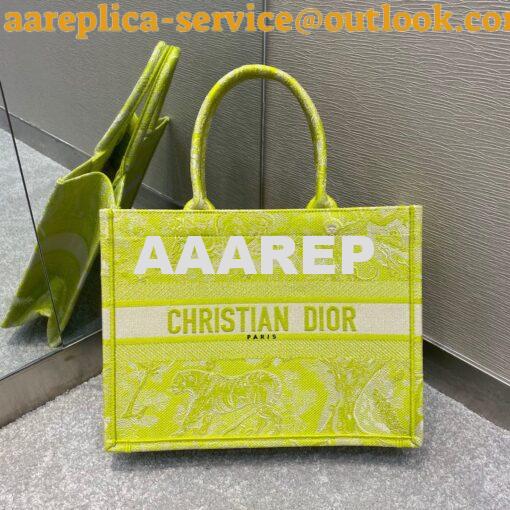 Replica Dior Book Tote bag in Lime Toile de Jouy Reverse Embroidery 3