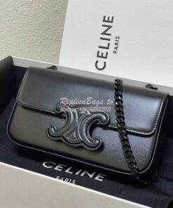 Replica Celine Chain Shoulder Bag Cuir Triomphe In Shiny Calfskin 1992