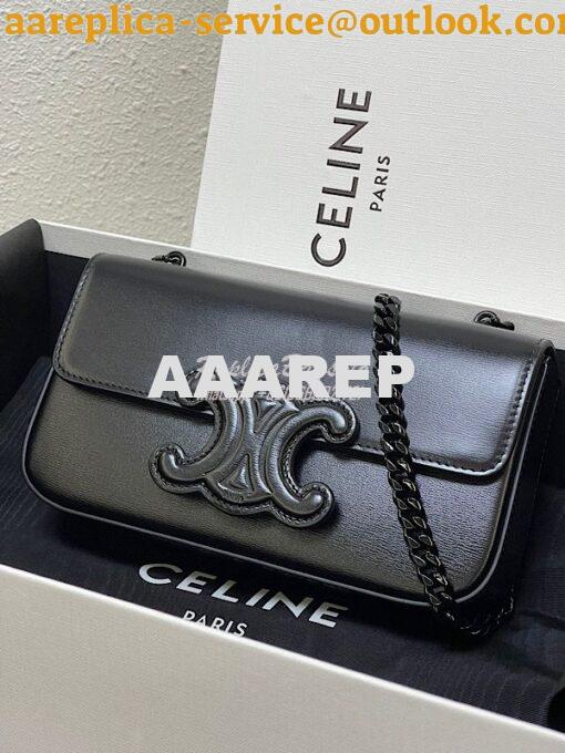 Replica Celine Chain Shoulder Bag Cuir Triomphe In Shiny Calfskin 1992