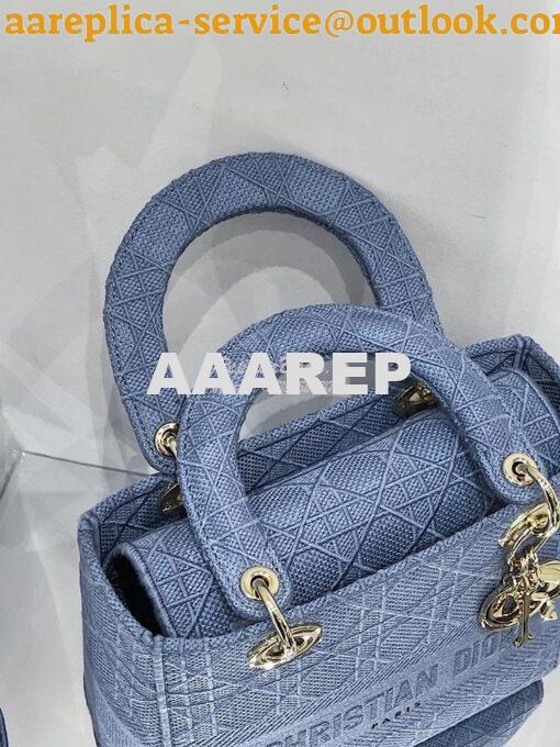 Replica Dior Medium Cloud Blue Lady D-Lite Bag Embroidered Cannage Bag 6