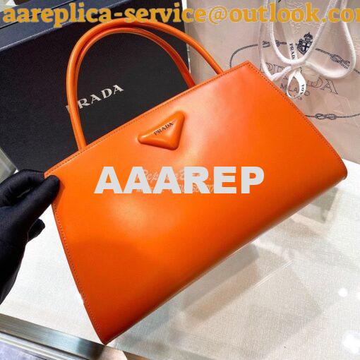 Replica Prada Brushed Leather Handbag 1BA327 Orange 3