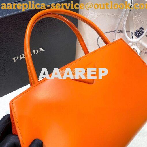 Replica Prada Brushed Leather Handbag 1BA327 Orange 4