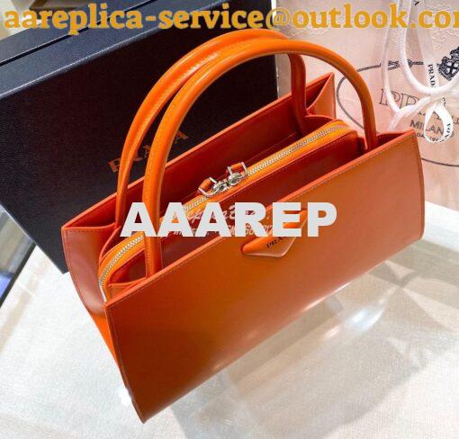 Replica Prada Brushed Leather Handbag 1BA327 Orange 9