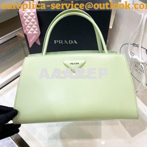 Replica Prada Brushed Leather Handbag 1BA327 Aqua 3