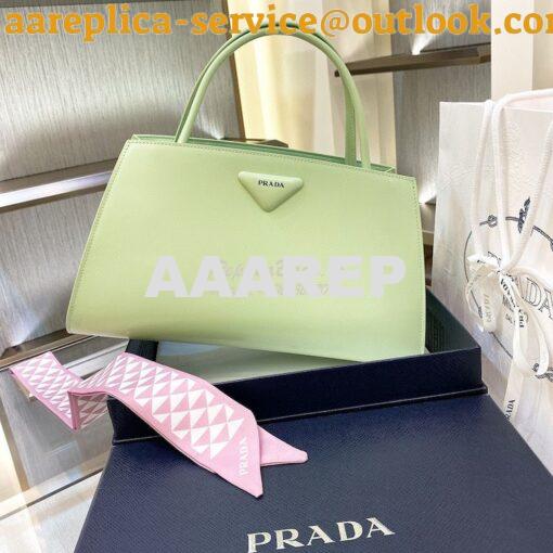 Replica Prada Brushed Leather Handbag 1BA327 Aqua 4