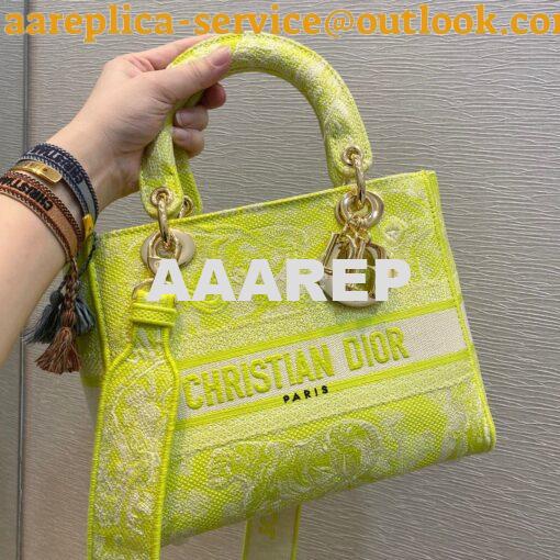 Replica Dior Medium Lady D-Lite Bag Lime Toile de Jouy Reverse Embroid 2