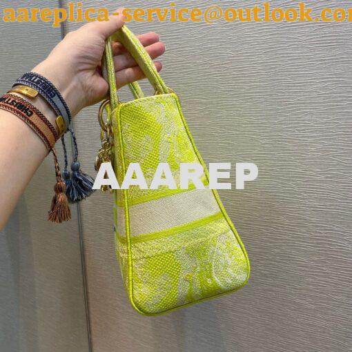 Replica Dior Medium Lady D-Lite Bag Lime Toile de Jouy Reverse Embroid 3