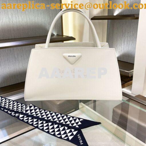 Replica Prada Brushed Leather Handbag 1BA327 White