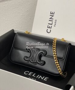 Replica Celine Chain Shoulder Bag Cuir Triomphe In Shiny Calfskin 1992