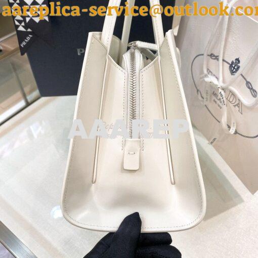 Replica Prada Brushed Leather Handbag 1BA327 White 7