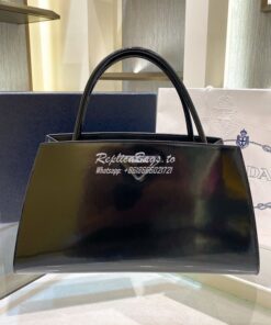 Replica Prada Brushed Leather Handbag 1BA327 Black