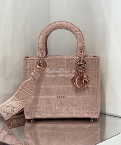 Replica Dior Medium Bois De Rose Lady D-Lite Bag Embroidered Cannage B