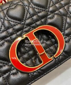 Replica Dior Small Dioramour Caro Bag Black Cannage Calfskin with Hear 2