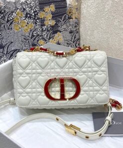 Replica Dior Small Dioramour Caro Bag Latte Cannage Calfskin with Hear