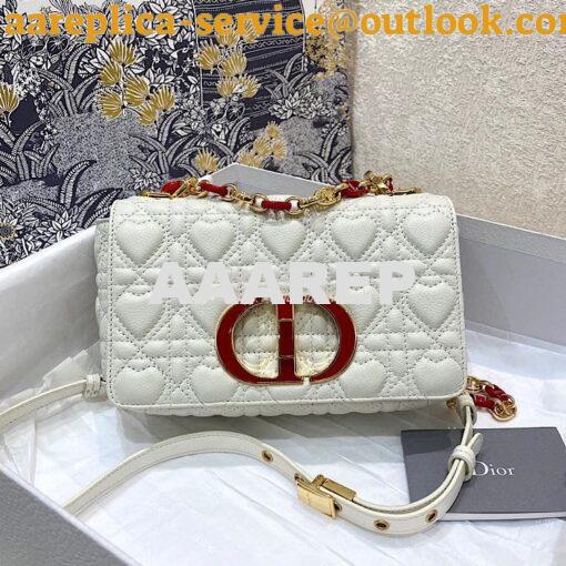 Replica Dior Small Dioramour Caro Bag Latte Cannage Calfskin with Hear