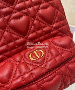 Replica Dior Mini Dioramour Backpack Red Cannage Lambskin with Heart M 2