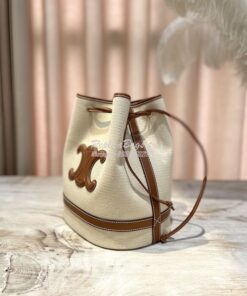 Replica Celine Seau Marin In Textile And Calfskin Natural / Tan 196752 2