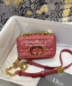 Replica Dior Micro Caro Bag in Yarrow Pink Supple Cannage Calfskin S20