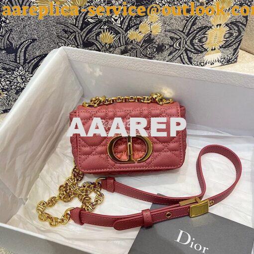 Replica Dior Micro Caro Bag in Yarrow Pink Supple Cannage Calfskin S20