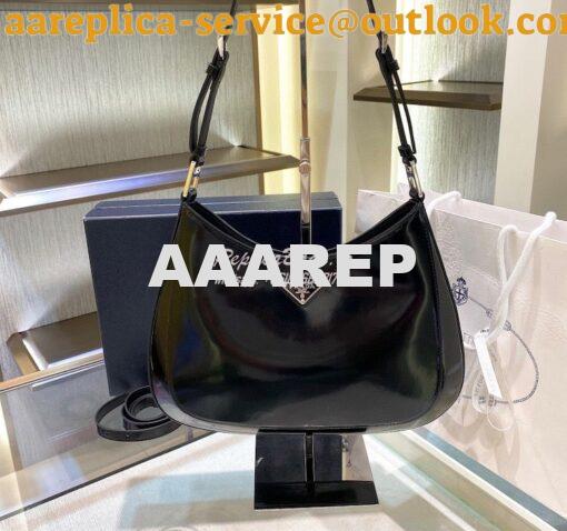 Replica Prada Cleo Brushed Leather Shoulder Bag with Strap Extension 1