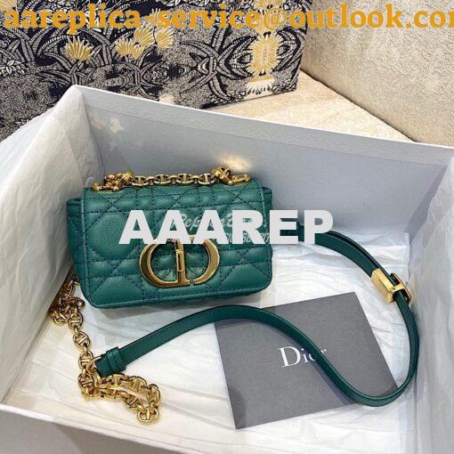 Replica Dior Micro Caro Bag in Tundra Green Supple Cannage Calfskin S2