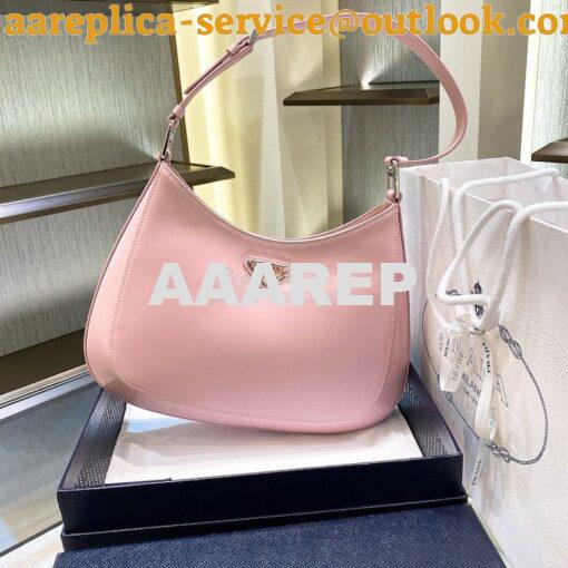 Replica Prada Cleo Brushed Leather Shoulder Bag 1BC156 Alabaster Pink