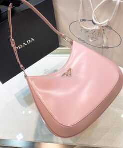 Replica Prada Cleo Brushed Leather Shoulder Bag 1BC156 Alabaster Pink 2