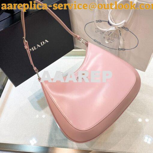 Replica Prada Cleo Brushed Leather Shoulder Bag 1BC156 Alabaster Pink 2