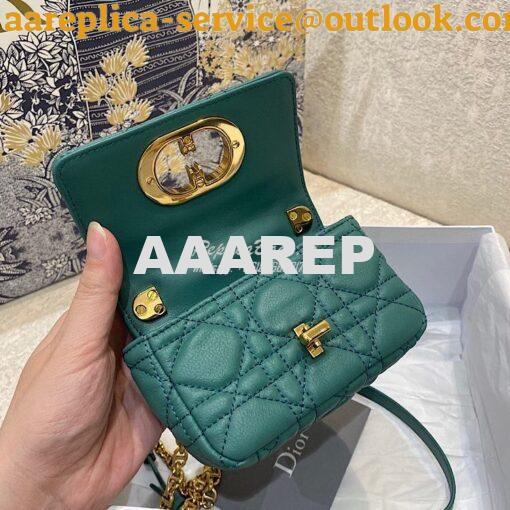 Replica Dior Micro Caro Bag in Tundra Green Supple Cannage Calfskin S2 7