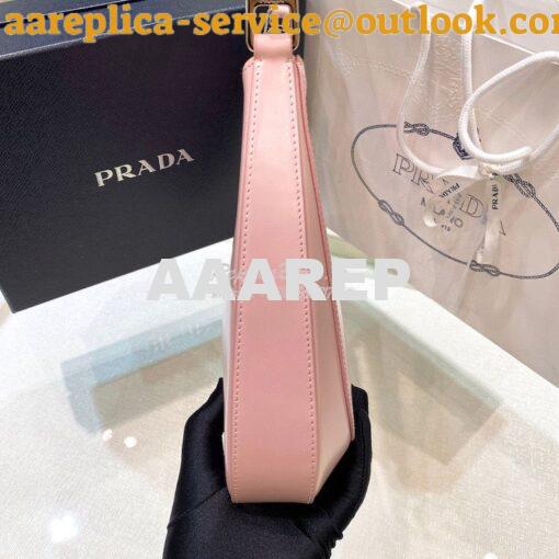 Replica Prada Cleo Brushed Leather Shoulder Bag 1BC156 Alabaster Pink 5