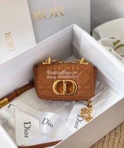 Replica Dior Micro Caro Bag in Cognac Supple Cannage Calfskin S2022