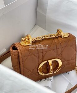 Replica Dior Micro Caro Bag in Cognac Supple Cannage Calfskin S2022 2