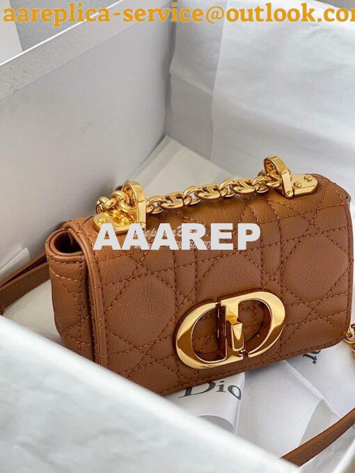 Replica Dior Micro Caro Bag in Cognac Supple Cannage Calfskin S2022 2