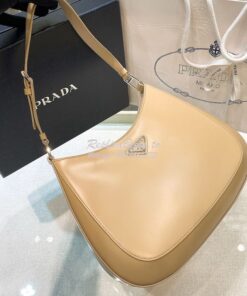 Replica Prada Cleo Brushed Leather Shoulder Bag 1BC156 Beige 2