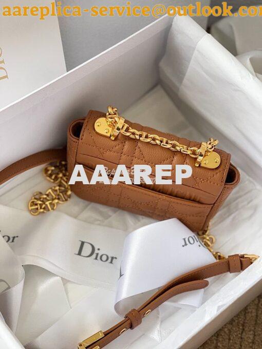 Replica Dior Micro Caro Bag in Cognac Supple Cannage Calfskin S2022 6