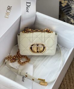 Replica Dior Micro Caro Bag in White Supple Cannage Calfskin S2022