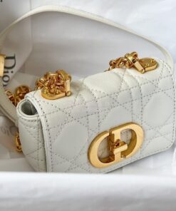 Replica Dior Micro Caro Bag in White Supple Cannage Calfskin S2022 2