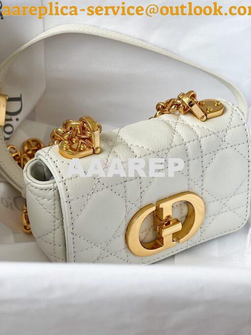 Replica Dior Micro Caro Bag in White Supple Cannage Calfskin S2022 2