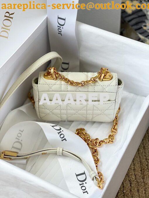 Replica Dior Micro Caro Bag in White Supple Cannage Calfskin S2022 7