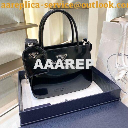 Replica Prada Brushed Leather Handbag 1BA320 Black 2