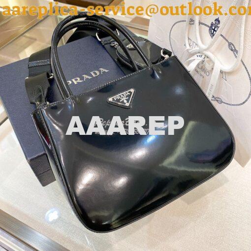 Replica Prada Brushed Leather Handbag 1BA320 Black 4